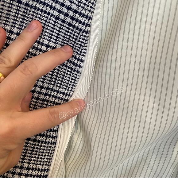 Veronica Beard Navy Blue White Leo One Button Dickey Blazer Jacket 2 Plaid - Picture 12 of 15